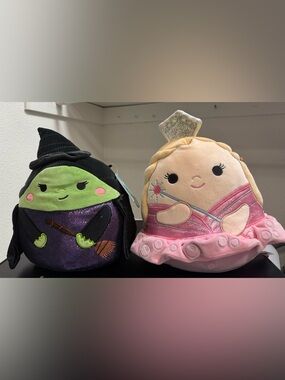 Disney Princess and Witch Plush Duo - Pink, Green, Purple, Black